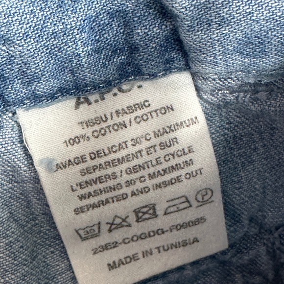 A.P.C. Jeans Women Light Wash Wide Leg Denim Pants Size 24 Made in Tunisia - Picture 8 of 9
